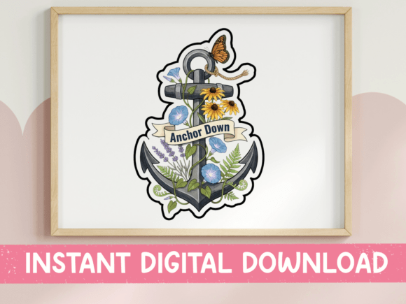 Anchor Down Floral Nautical Sticker Review