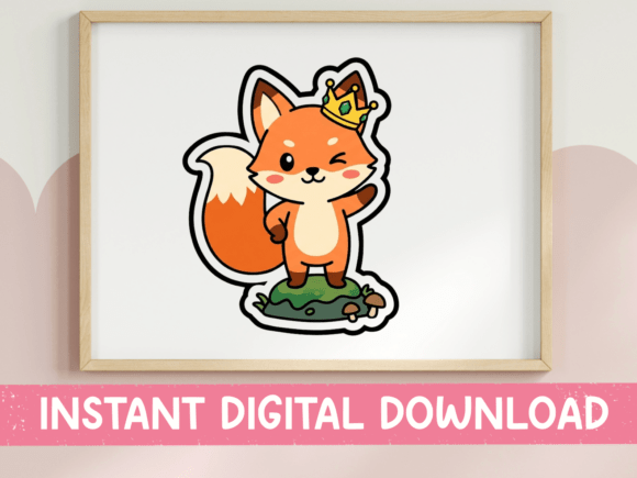 Fox King Crown Kawaii Sticker Design Review