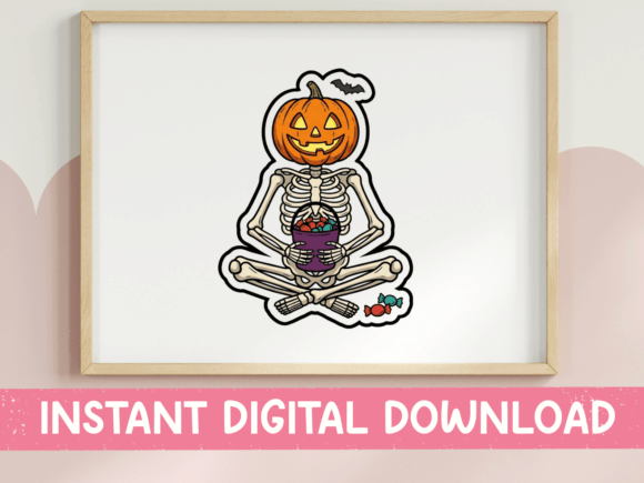 Pumpkin Head Skeleton Candy Sticker Review