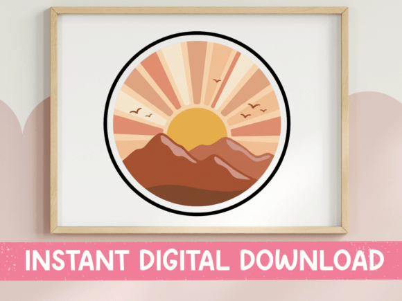 Retro Sunset Mountain Circle Sticker: A Designer's Review