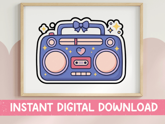 Review: Cute Kawaii Boombox with Bow Sticker Design