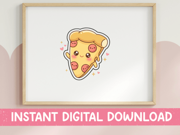 Review: Cute Kawaii Pizza Slice Sticker Design for Embroidery