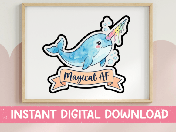 Review: Magical AF Narwhal Watercolor Sticker for Embroidery