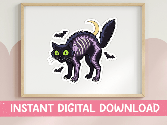 Skeleton Cat Halloween Sticker: A Designer's Review