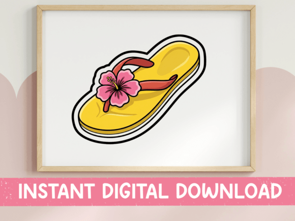 Yellow Flip Flop with Hibiscus Sticker Review